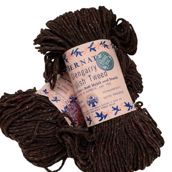 Bernat Glengarry English Tweed Yarn #6818 Walnut BR 100% Virgin Wool 140yds x2 - Picture 3 of 7